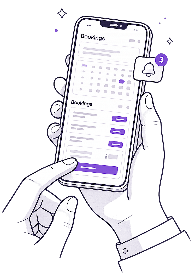Vyavastha Connect dashboard on a phone